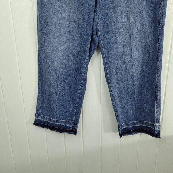 Talbots Women's Size 16W Ventura Wash High Waist Straight Ankle Jeans Raw Hem - Picture 3 of 11